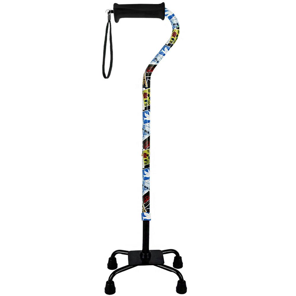 Voyager Aluminum Convertible Quad Base Walking Cane - Adjustable Shaft Discount Great Deals