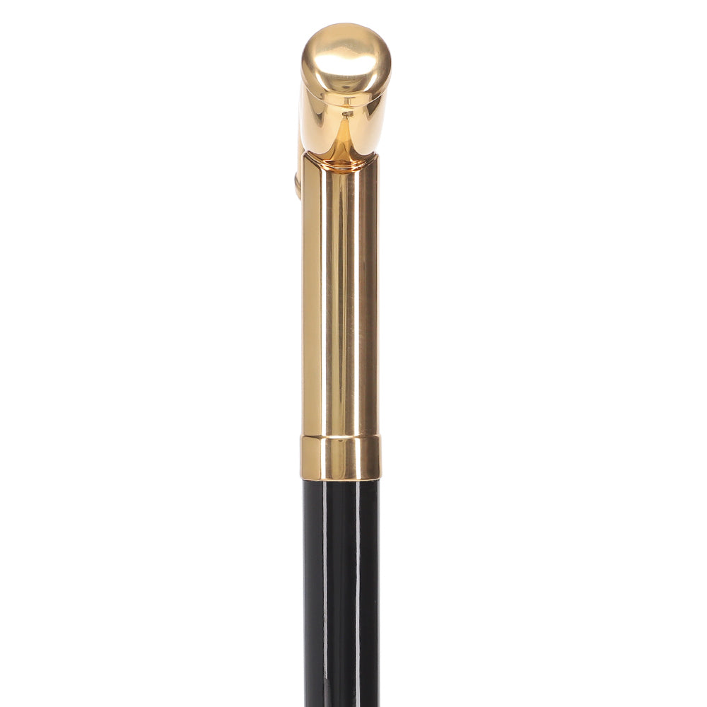 Scratch and Dent 24K Gold Plated Tranquil Fritz Walking Cane w/ Black Beechwood Shaft & Collar V1276 Store Online