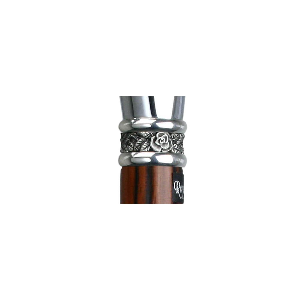 Scratch and Dent Luxurious Chrome Plated Cane: Ebony Shaft, Rose Pewter Collar V2373 Tumblr Online