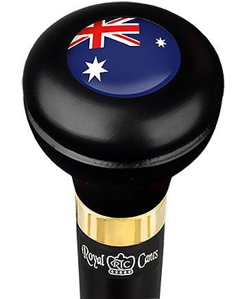 Australia Flag Emblem Flask Walking Stick: Wood Shaft Hidden Flask Free Shipping Looking For