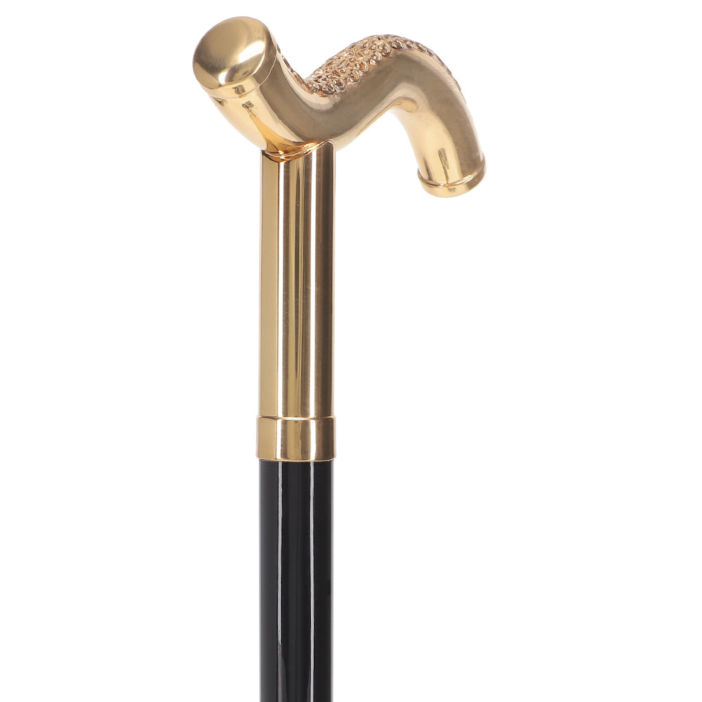 Scratch and Dent 24K Gold Plated Tranquil Fritz Walking Cane w/ Black Beechwood Shaft & Collar V1276 Store Online