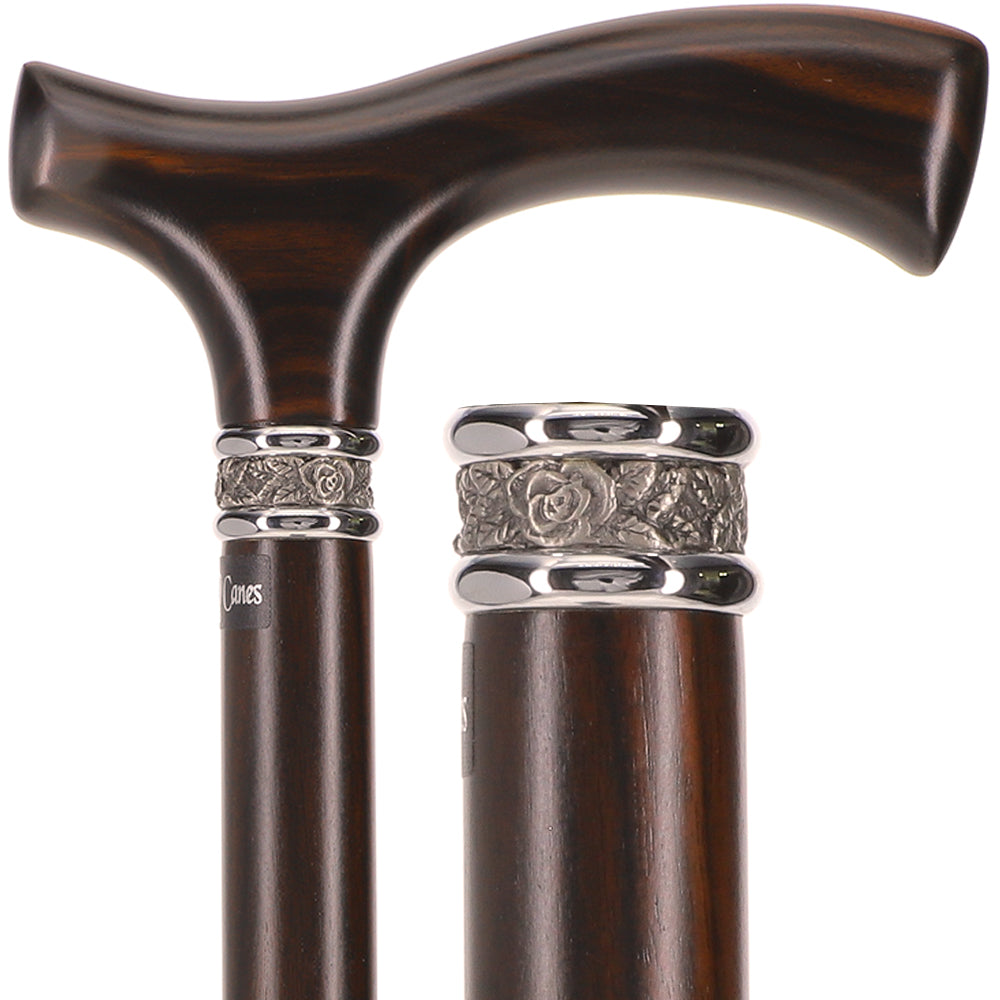 Luxury Genuine Ebony Fritz Handle Cane: Pewter Collar Detail Clearance Cheapest Pice