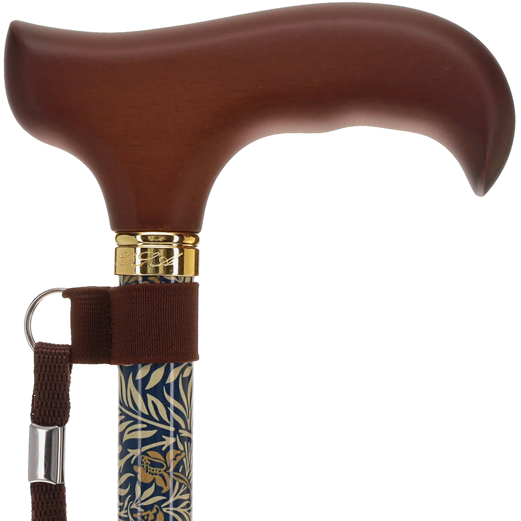 Golden Petals FashionStix: Foldable Wood Derby Walking Cane Authentic For Sale