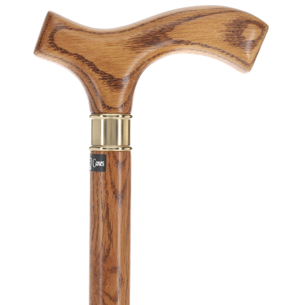 Elegant Slim-Line Oak Fritz Cane with Brass Collar Discount Latest Collections