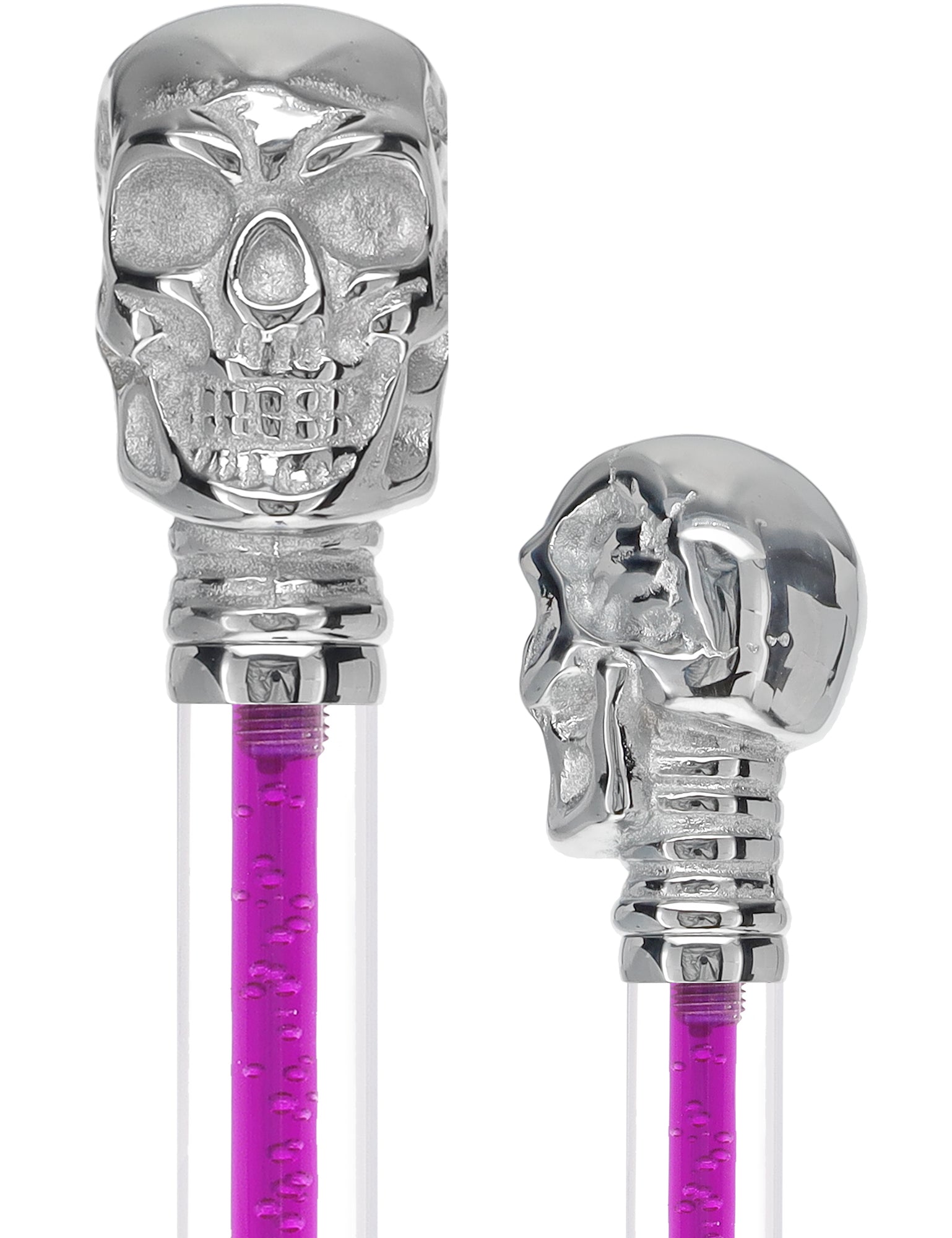 Color Crystal Elegance Chrome Skull Cane with Invisible Acrylic Shaft Options Discount Great Deals