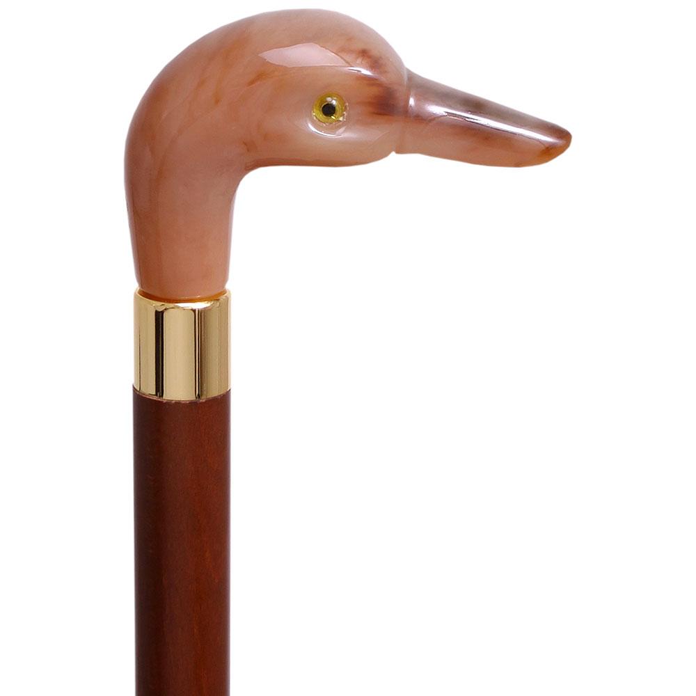 Fancy Duck Faux Rams Horn Handle Cane Italian Handle w/ Custom Shaft & Collar Outlet Geniue Stockist