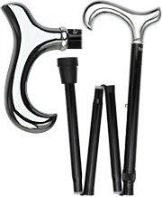 Scratch and Dent Chrome Plated Derby Walking Cane With Folding, Adjustable Black Aluminum Shaft V1653 Free Shipping Nicekicks