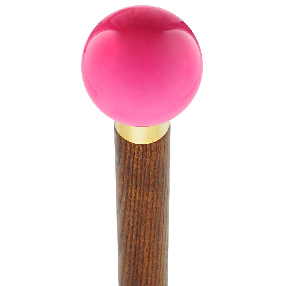 Hot Pink Round Knob Cane w/ Custom Color Ash Shaft & Collar Official Sale Online