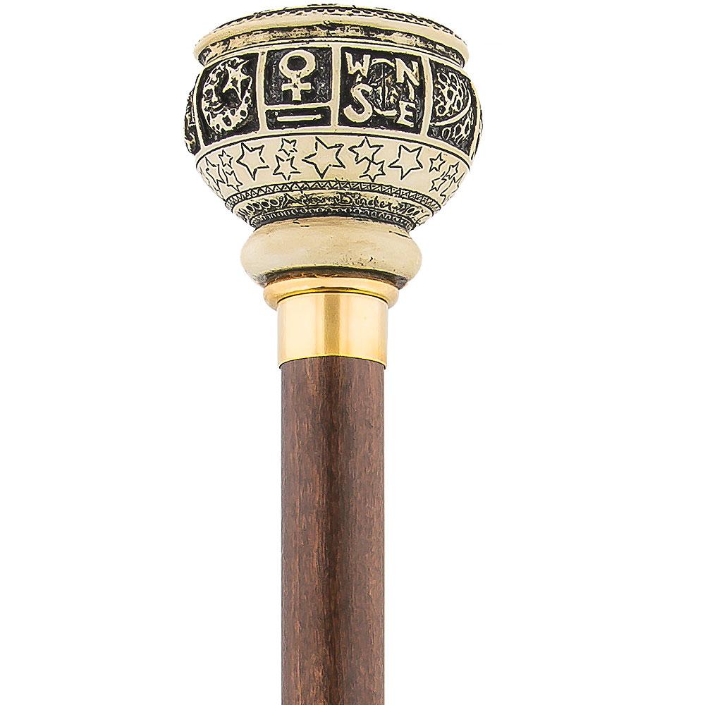 Scratch and Dent Astrological Capricorn Knob Cane w/ Brown Beechwood Shaft and Brass Collar V1629 Cheap Sale Low Pice Fee Shipping