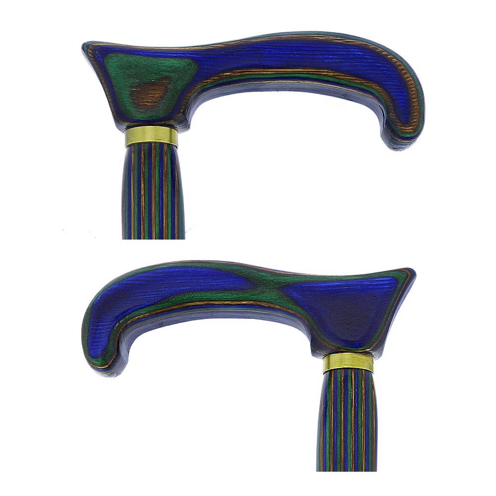 Scratch and Dent USA-Made Twisted Spiral Cane: Blue Green & Brown Laminate V3441 Exclusive Online