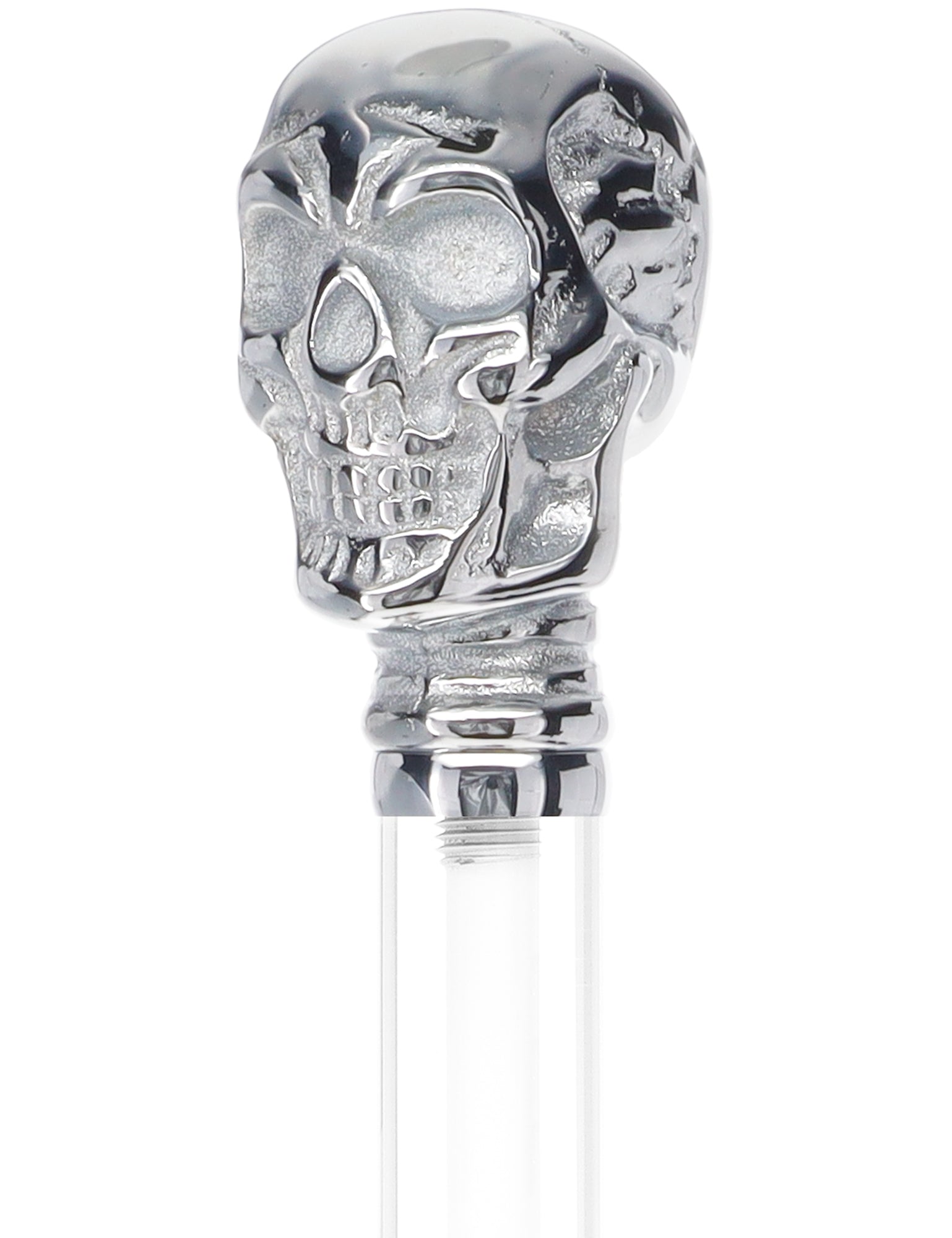 Crystal Elegance Chrome Skull Cane with Invisible Acrylic Shaft Options Free Shipping Perfect