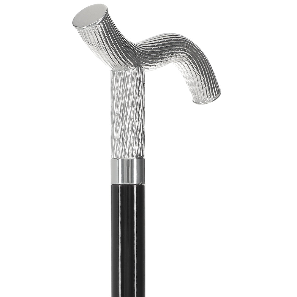 Italian Luxury: Twisted Ribbed Fritz Handle Cane, In 925r Silver Best Sale Cheap Pice