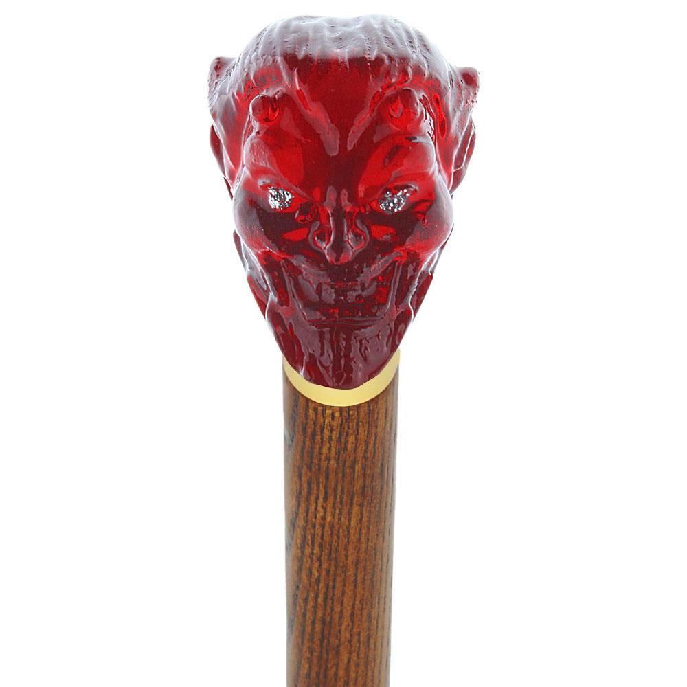 Sinister Red Devil Knob Cane w/ Custom Color Ash Shaft & Collar Buy Cheap Big Discount