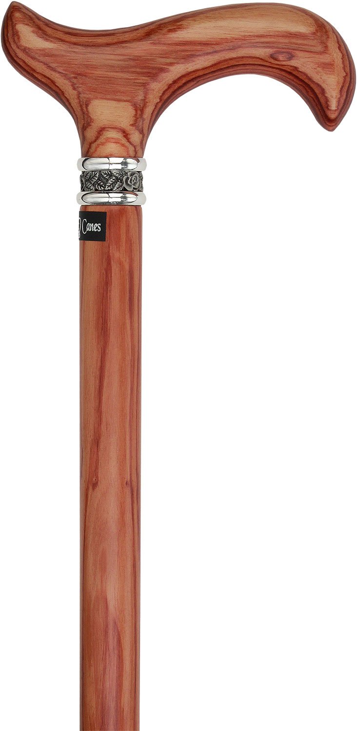 Scratch and Dent Derby Walking Cane With Tulipwood Shaft and Pewter Rose Collar V2100 For Sale Sale Online