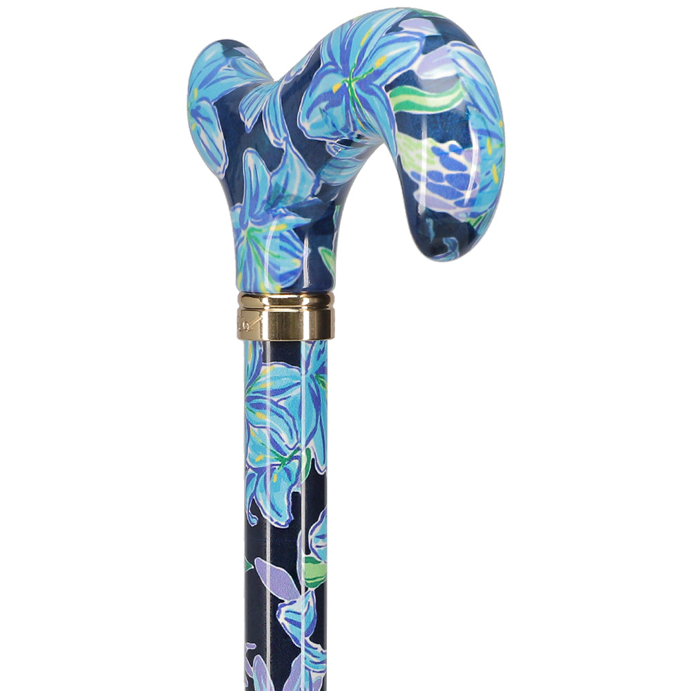 Dark Blue Vivienne May: Adjustable Cane w/ Patterned Handle Buy