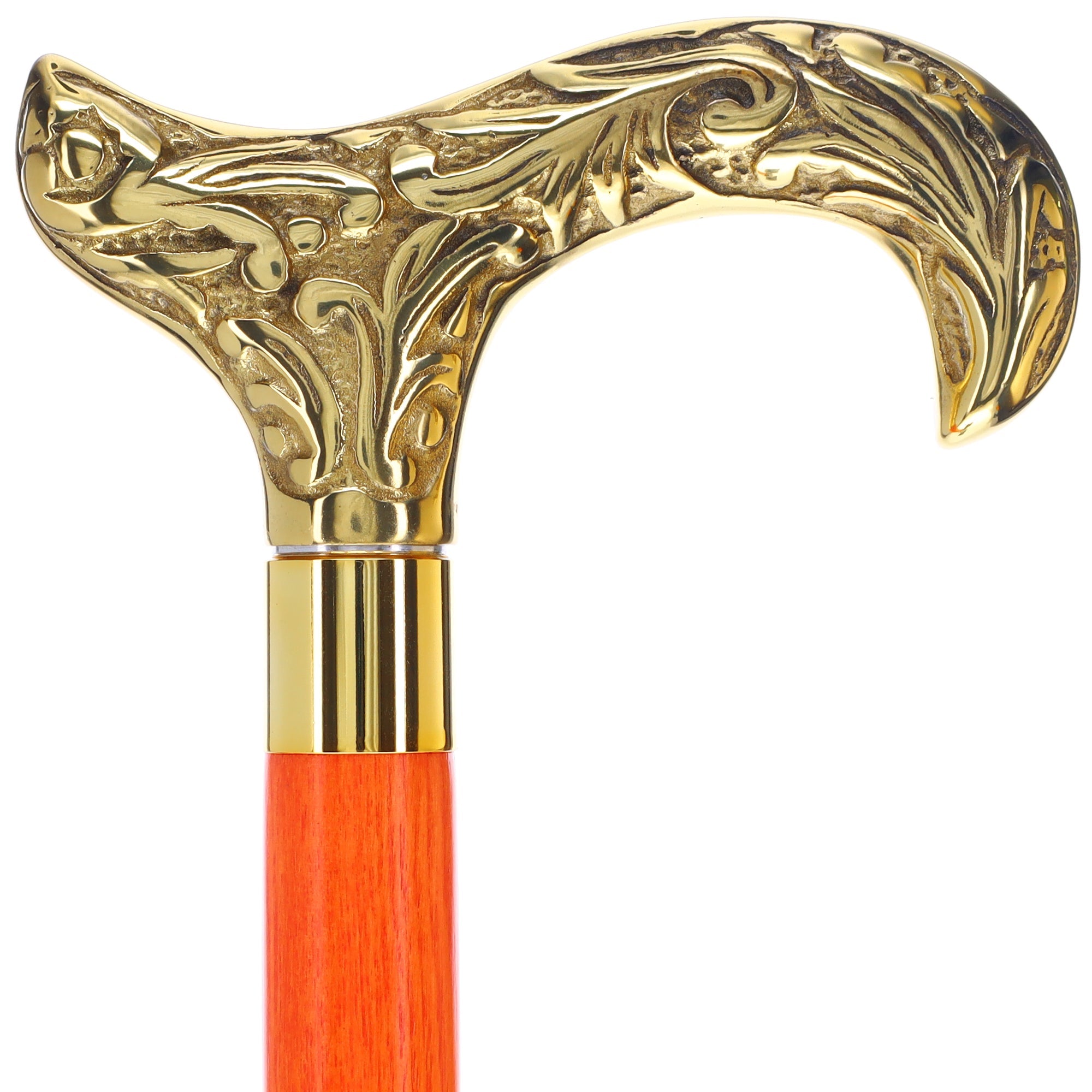 Scratch and Dent Brass Derby Handle Walking Cane w/ Blue Ash Shaft & Brass Gold Collar V2139 Free Shipping Online