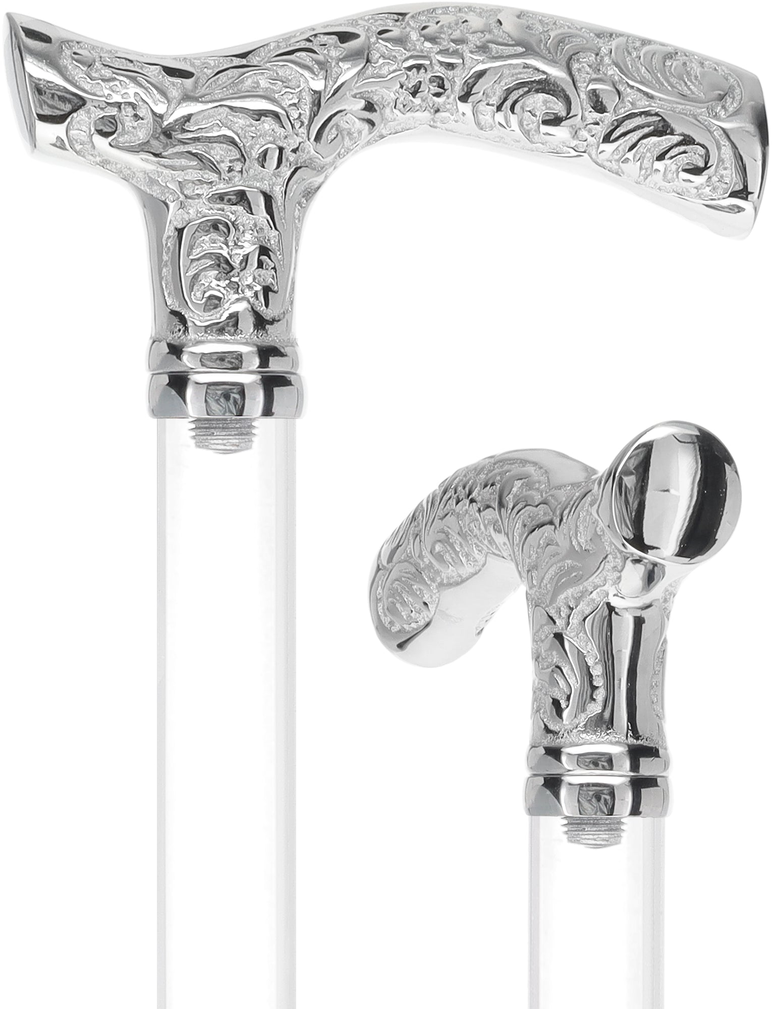 Crystal Elegance Chrome Fritz Cane with Invisible Acrylic Shaft Options Discount Fashionable