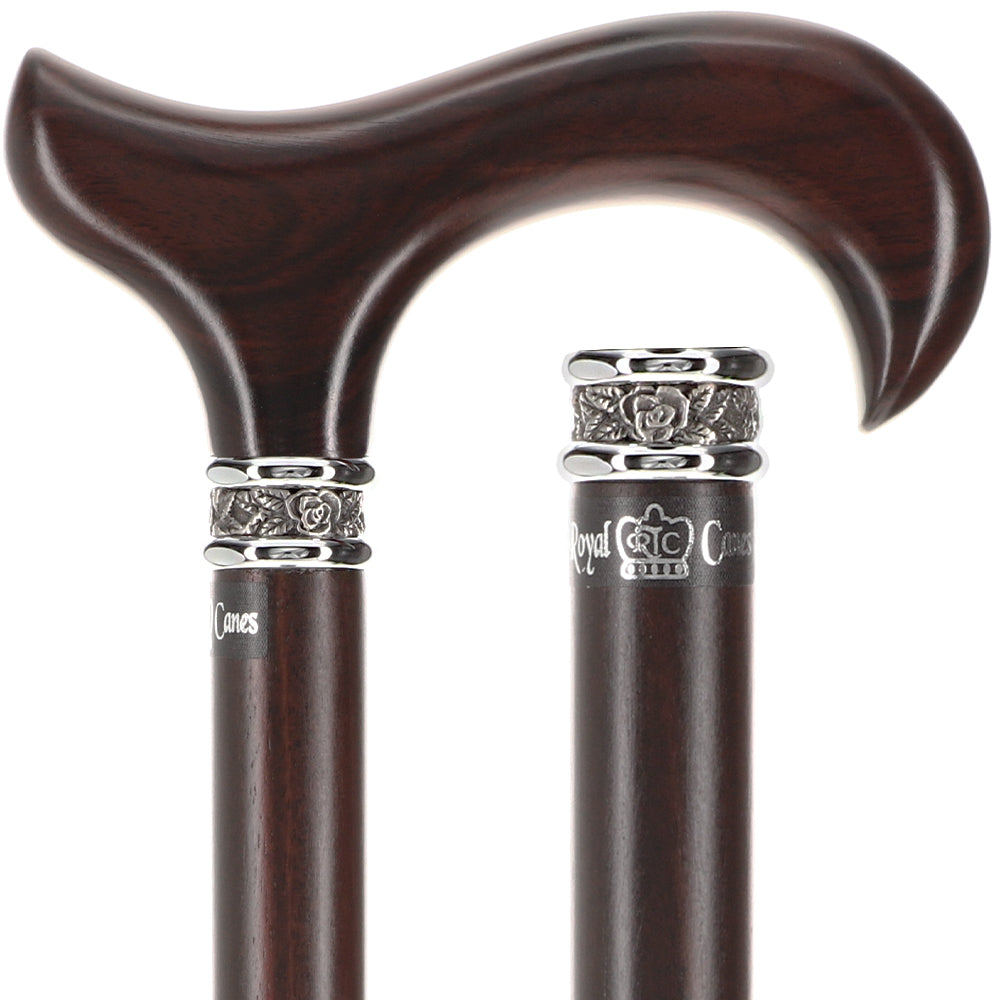 Scratch and Dent Premium Ebony Derby Walking Cane With Ebony Wood Shaft and Pewter Collar V3211 Cheap Sale 100% Original