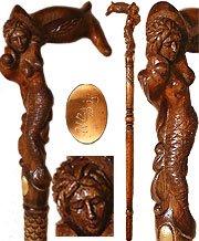 Enchanted Mermaid: Artisan Intricate Detail Handcarved Cane With Mastercard Cheap Pice