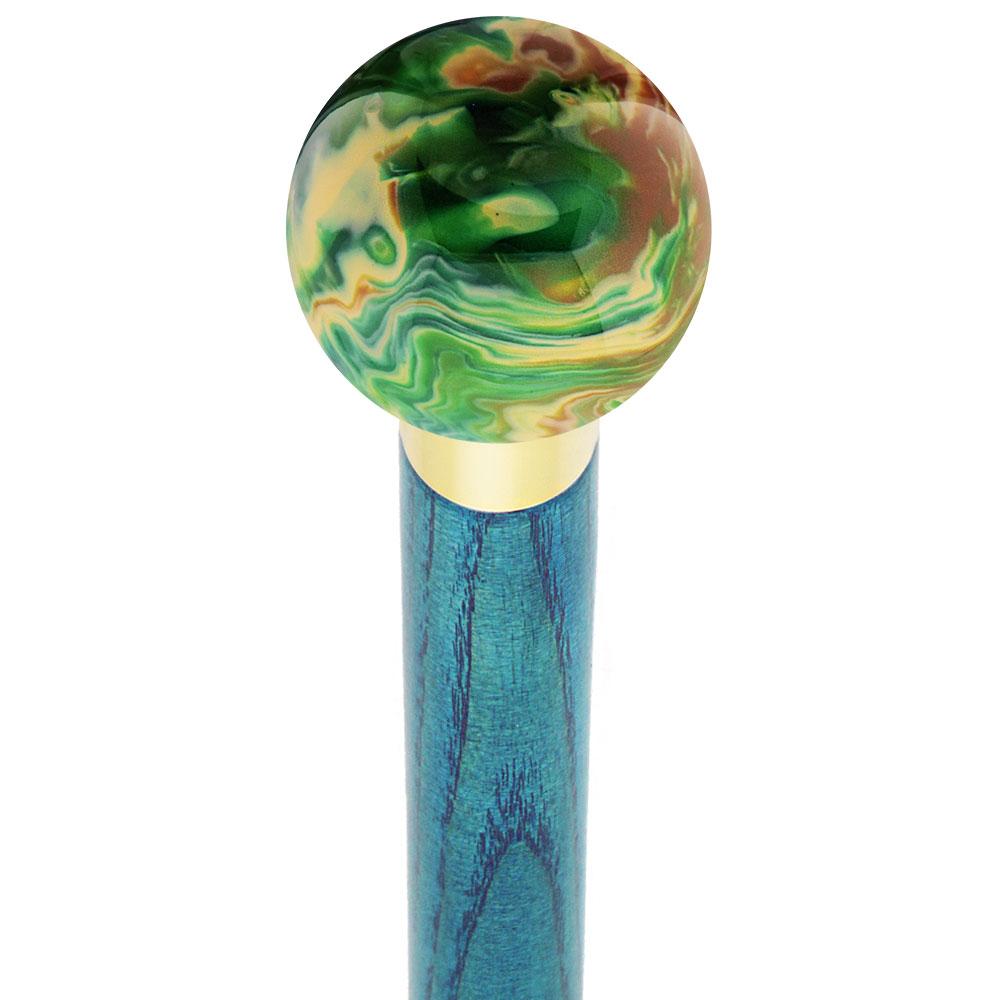 Emerald Dream Pearl Round Knob Cane w/ Custom Color Ash Shaft & Collar Cheap Discount Sale