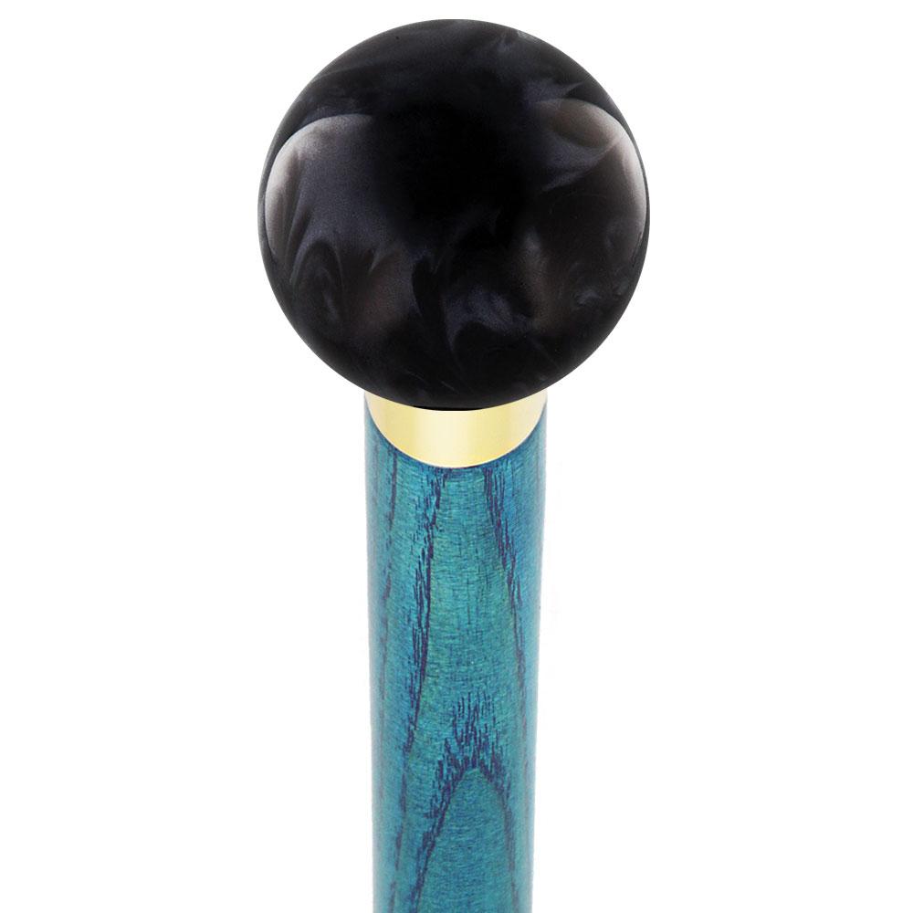 Luscious Black Pearl Round Knob Cane w/ Custom Color Ash Shaft & Collar Quality Free Shipping Outlet