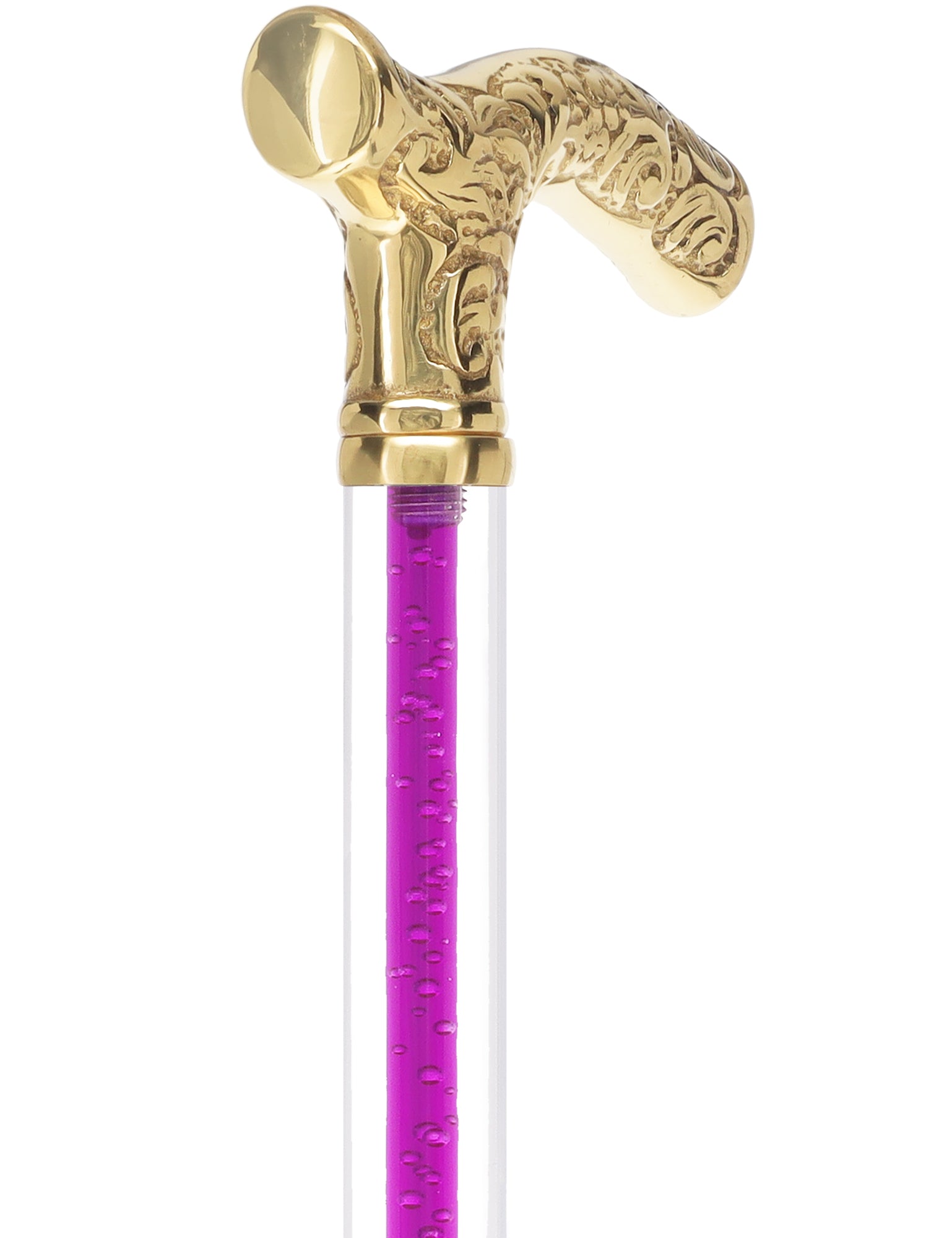 Color Crystal Elegance Brass Fritz Cane with Invisible Acrylic Shaft Options Buy Cheap Discount