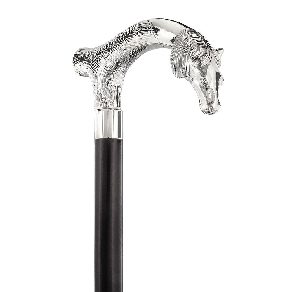 Scratch and Dent Smooth & Steady Horse Nickel Plated Fritz Handle Cane w/ Custom Shaft & Collar V3061 Lowest Pice Cheap Pice