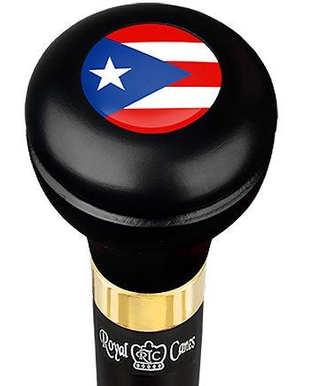 Puerto Rico Flag Emblem Flask Walking Stick: Wood Shaft Hidden Flask Fast Delivery Cheap Online