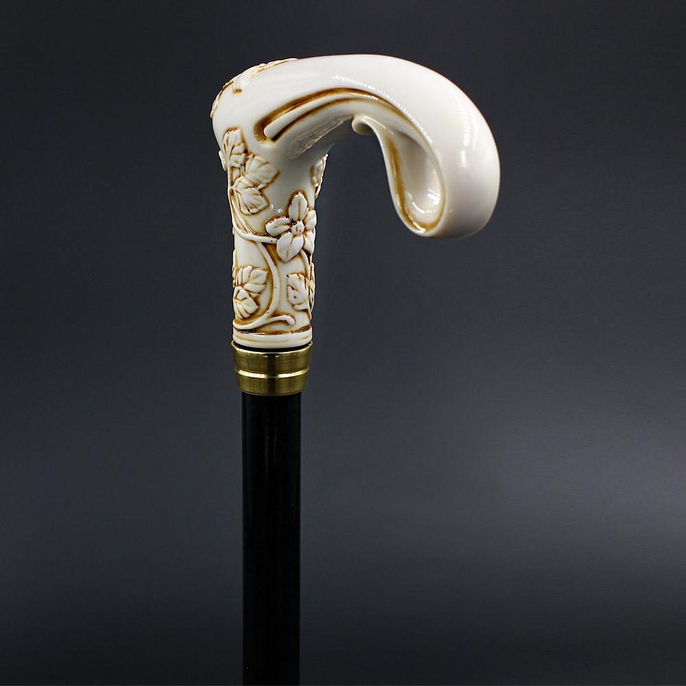 Scratch and Dent Ivory Flowers Artisan Intricate Handcarved Cane V2159 Clearance With Credit Card