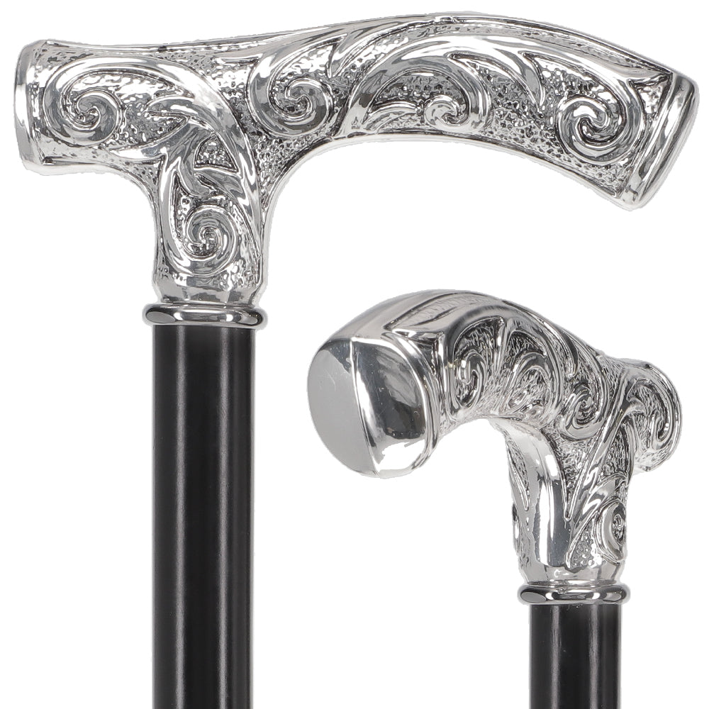 Italian Luxury Silver 925r Embossed Fritz Handle Cane Cheap Low Pice