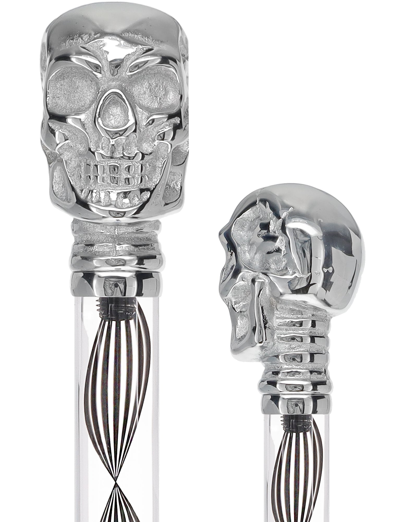 Crystal Elegance Chrome Skull Cane with Invisible Acrylic Shaft Options Free Shipping Perfect