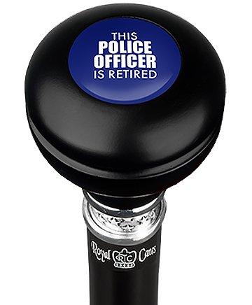 This Police Officer Is Retired Knob Walking Stick w/ Black Beechwood Shaft & Pewter Collar Fashion Style Cheap Online