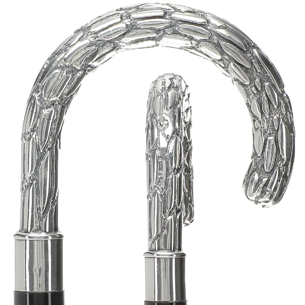 Italian Luxury: Embossed Tourist Cane, Crafted in 925r Silver Buy Cheap Best Store To Get