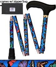 Scratch and Dent Mini-Blue Skies Butterfly Adjustable Folding Aluminum Walking Cane with Engraved Collar V2234 Cheap Sale Cheap