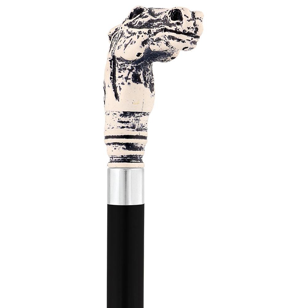 Scratch and Dent Scrimshaw Horse Head Cane - Unique Art Carved Design V3077 New Arrival Cheap Online