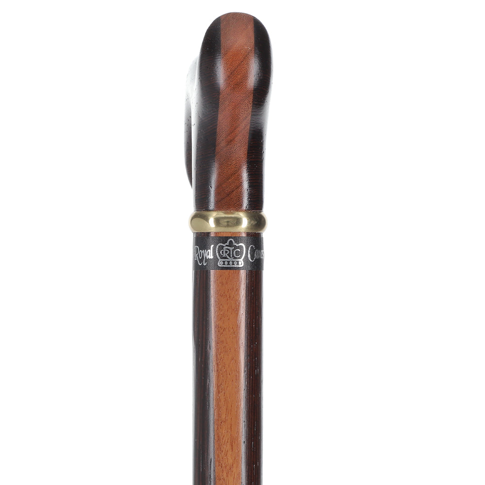 Scratch and Dent Hand-Made Afromosia Inlaid Derby Walking Cane w/ Wenge Shaft & Gold Collar V2194 Recommend Cheap Pice