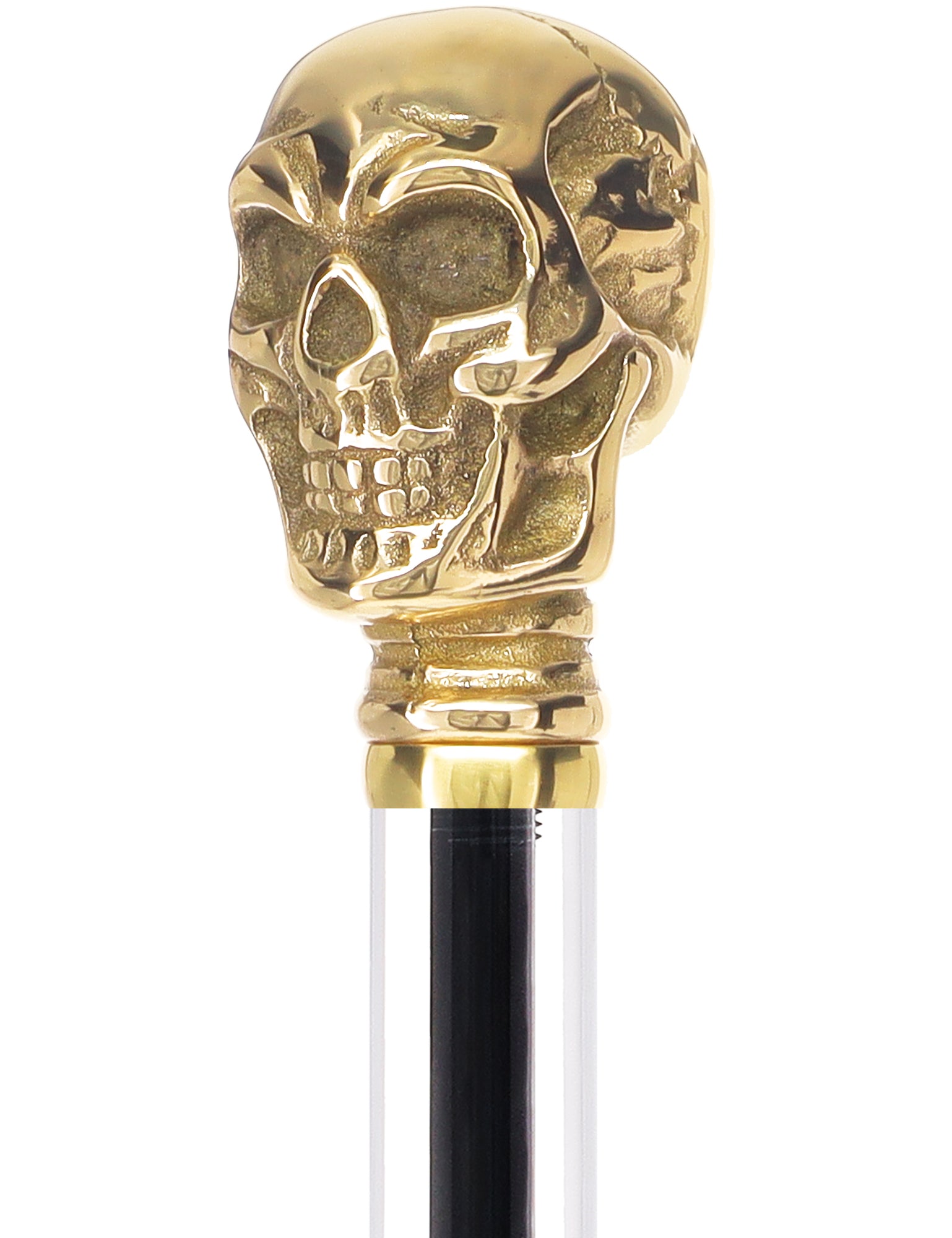 Crystal Elegance Brass Skull Cane with Invisible Acrylic Shaft Options Outlet