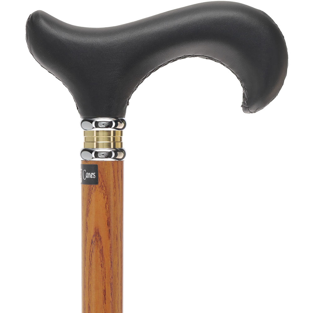 Soft Genuine Leather Grip Derby Cane: Natural Ash Shaft 2025 Cheap Online