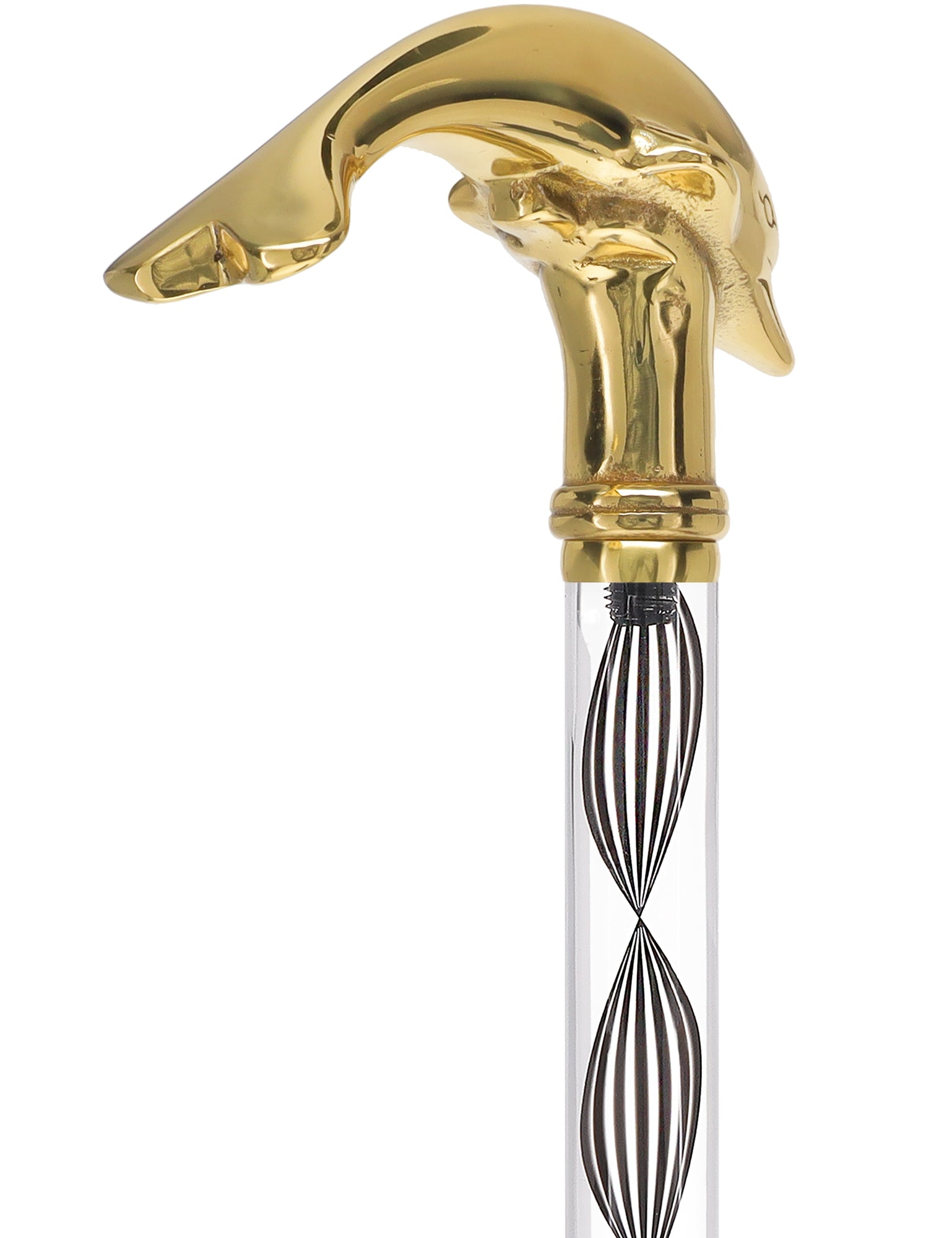 Crystal Elegance Brass Dolphin Cane with Invisible Acrylic Shaft Options Discount Authentic Online