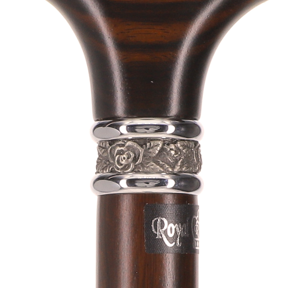 Luxury Genuine Ebony Fritz Handle Cane: Pewter Collar Detail Clearance Cheapest Pice