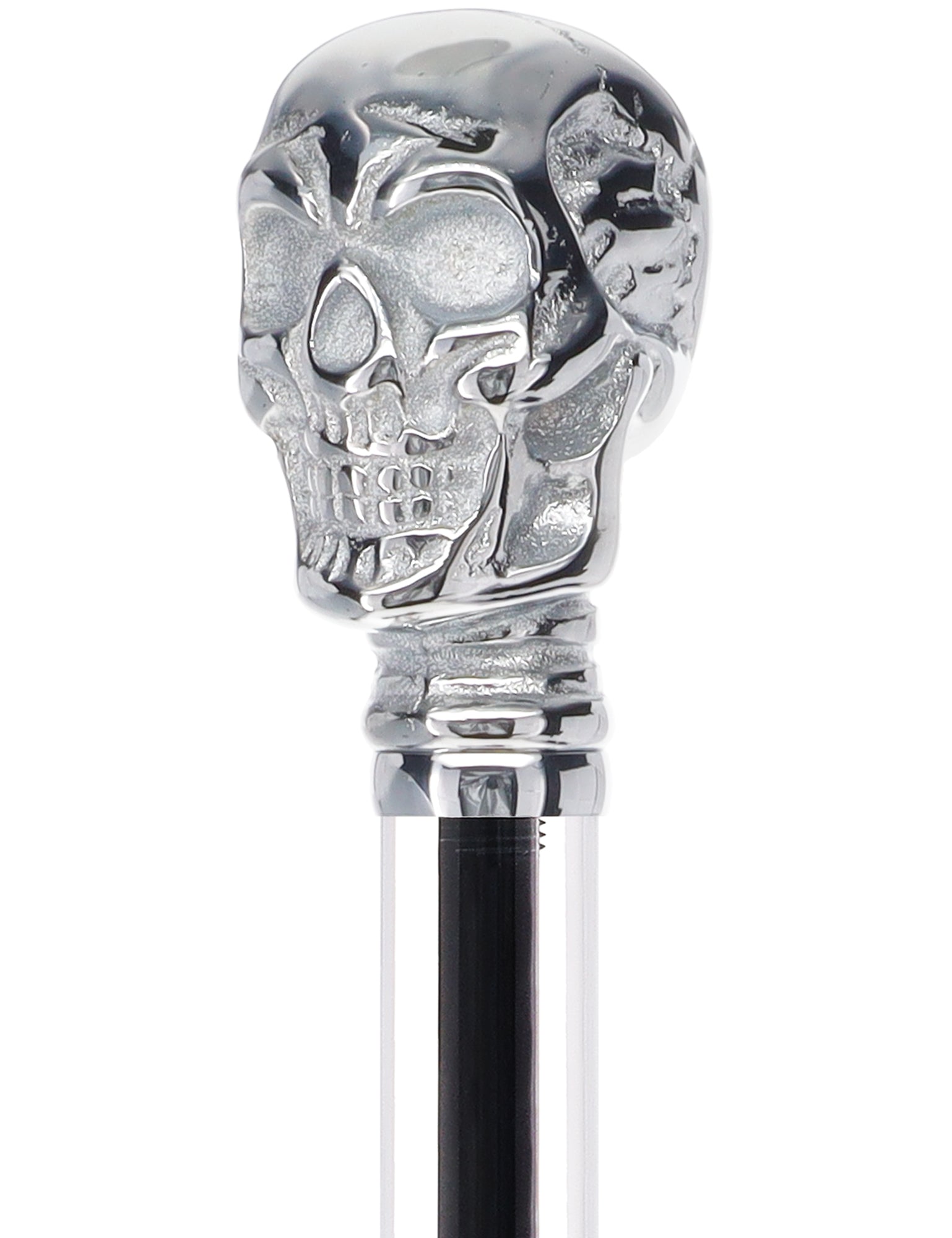 Crystal Elegance Chrome Skull Cane with Invisible Acrylic Shaft Options Free Shipping Perfect