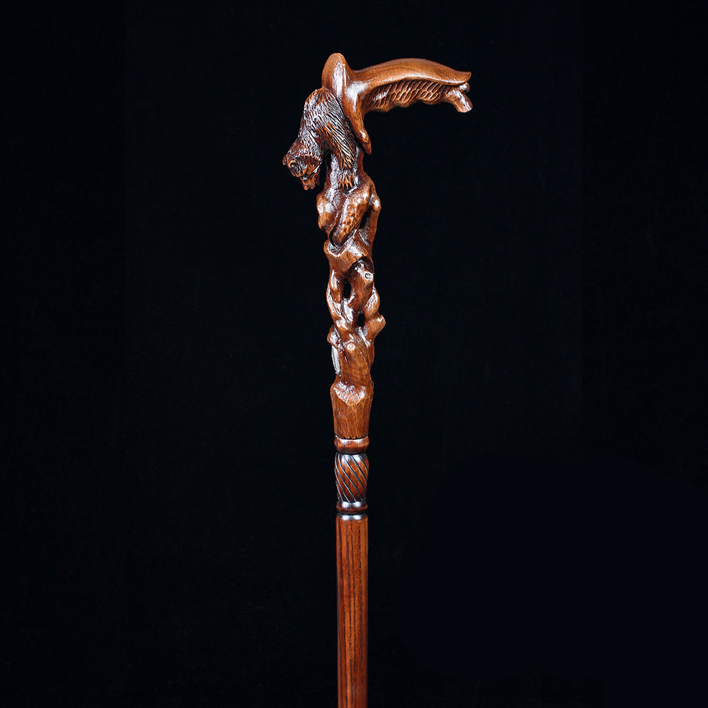 Scratch and Dent Awakening Bear (dark) Artisan Intricate Handcarved Cane V2409 Visit Online