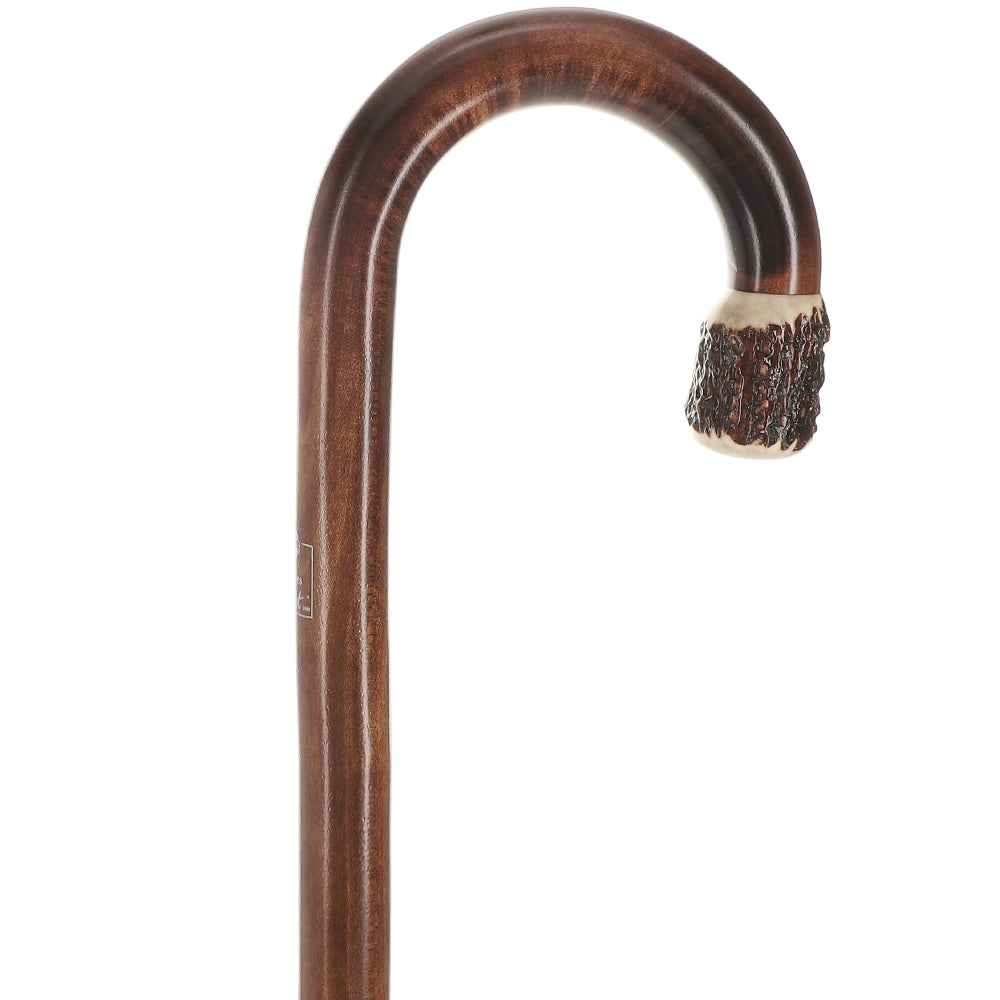 French Stag Horn Tourist Walking Cane: Dark Maple Shaft Affordable Cheap Pice