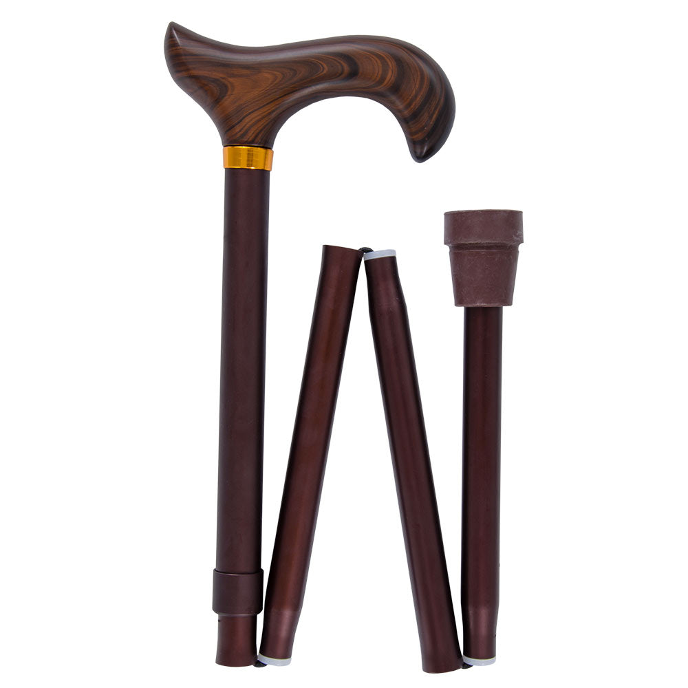 Brown Folding Adjustable Walking Cane Derby Wooden Handle Sale Browse
