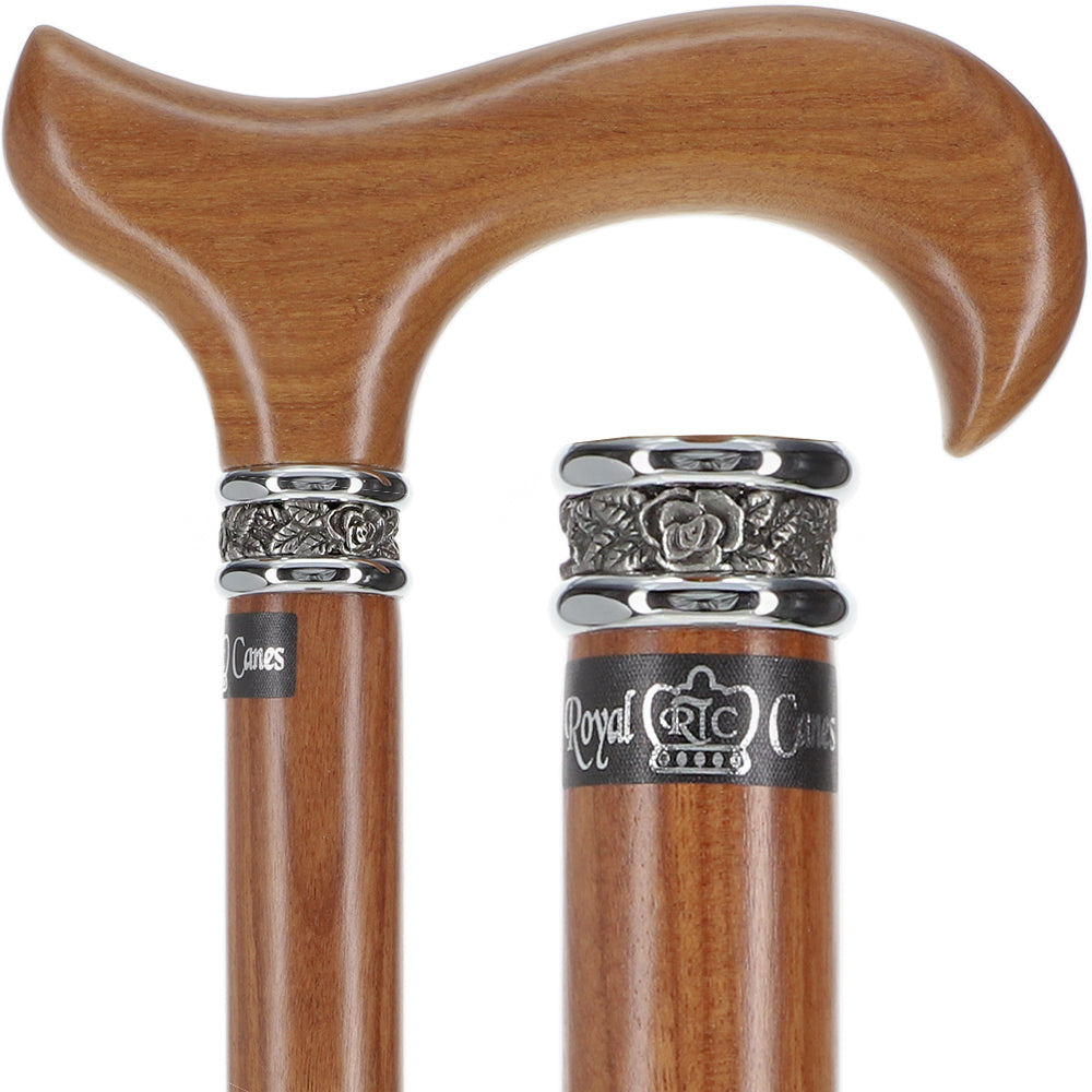 Afromosia Derby Cane: Distinct Afromosia Wood, Pewter Collar Discount In China