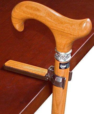 Auto Flip-Up Afromosia Wood Cane Holder: Easy Store-Away Design 2025 Unisex For Sale