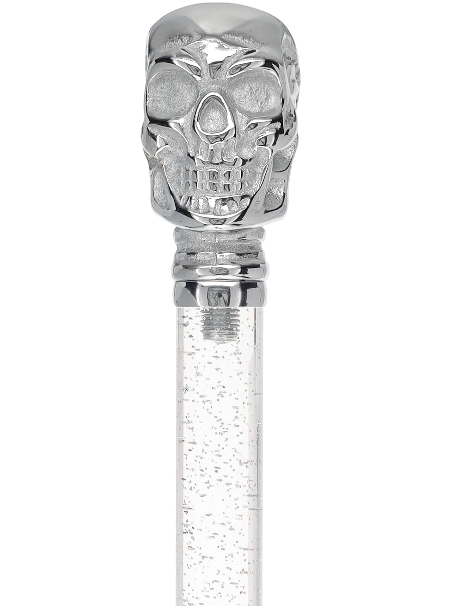 Crystal Elegance Chrome Skull Cane with Invisible Acrylic Shaft Options Free Shipping Perfect