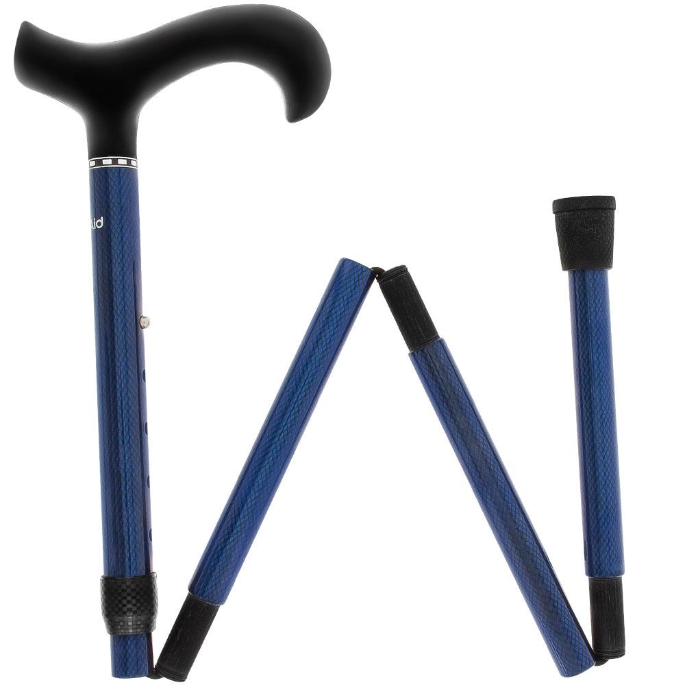 Scratch and Dent Blue Mesh Adjustable Folding Derby Carbon Fiber Walking Cane V3089 Discount Best Sale