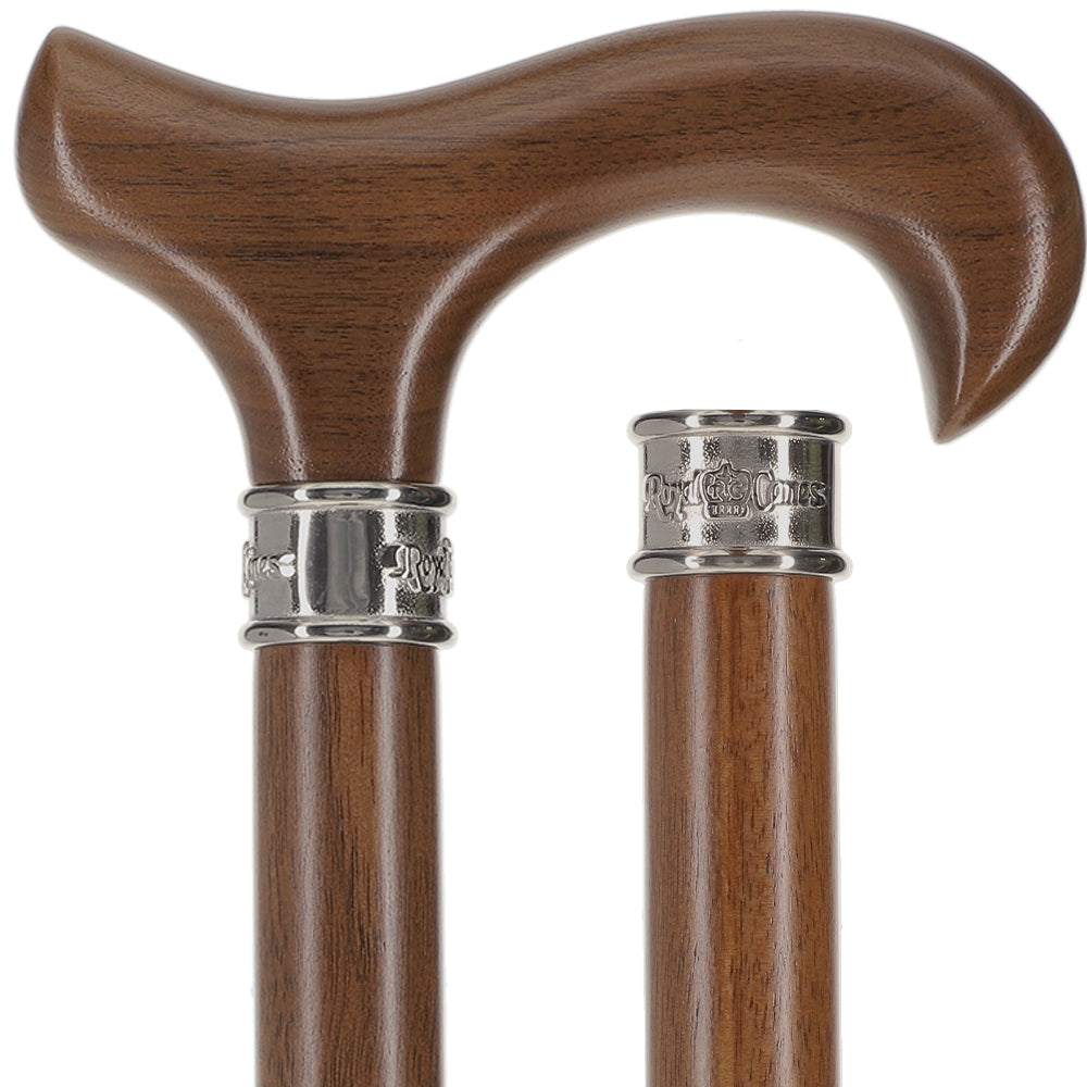 Scratch and Dent Rich Genuine Walnut Derby Cane - Embossed Collar V3487 Sale In China