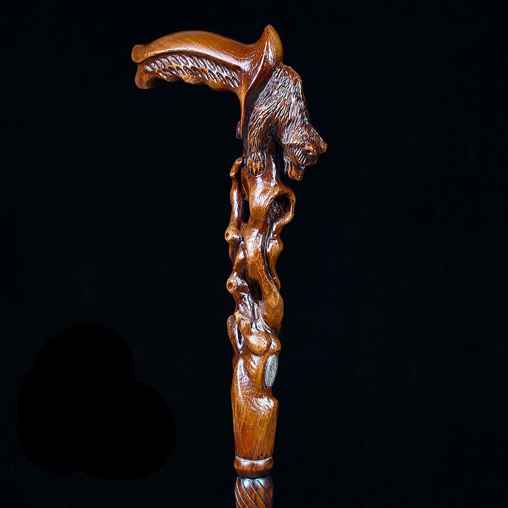 Scratch and Dent Awakening Bear (dark) Artisan Intricate Handcarved Cane V2409 Visit Online